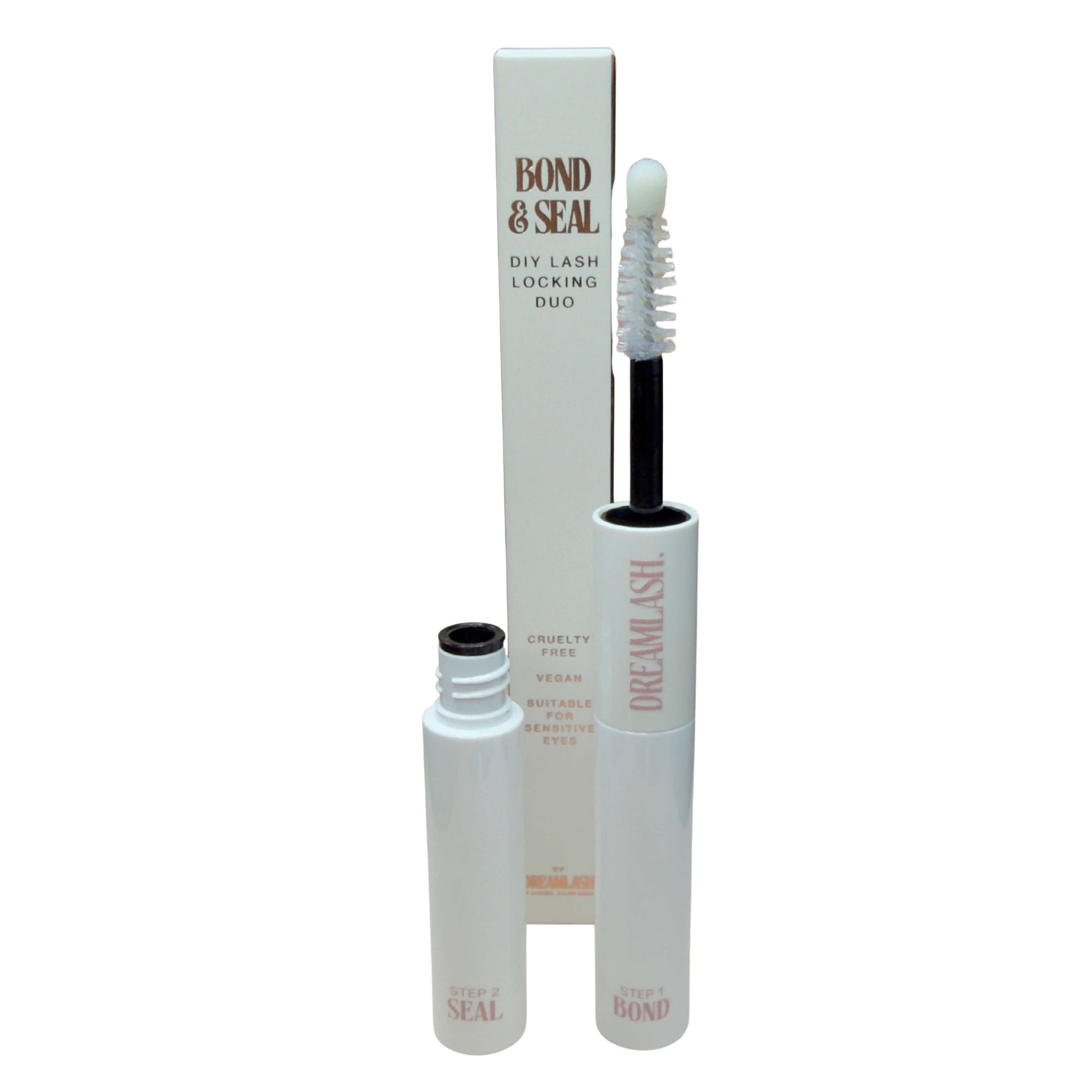 Bond & Seal DIY Lash Locking Duo with applicator on a white background