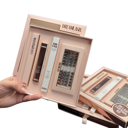 Eyelash Extension starter kit, rose pink on white background