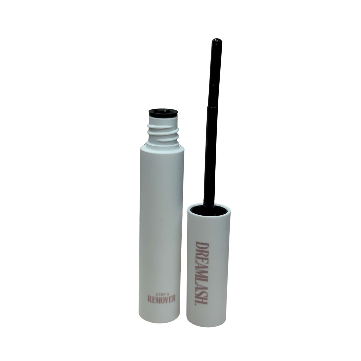 Eyelash extensions remover, white bottle on a white background