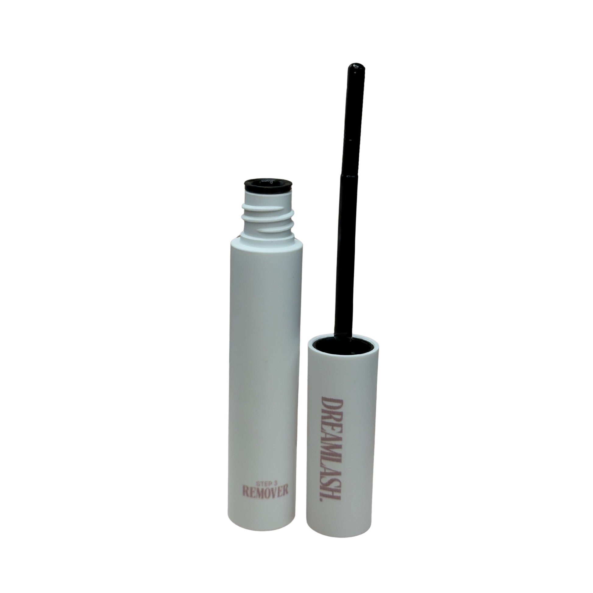 Eyelash extensions remover, white bottle on a white background
